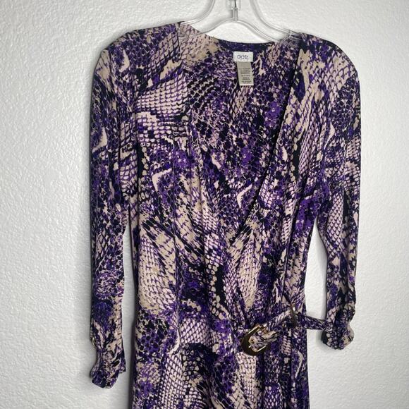 Cache Womens Dress Size L Vintage Purple Snake Print Long Sleeve Wrap V-Neck - Picture 5 of 12